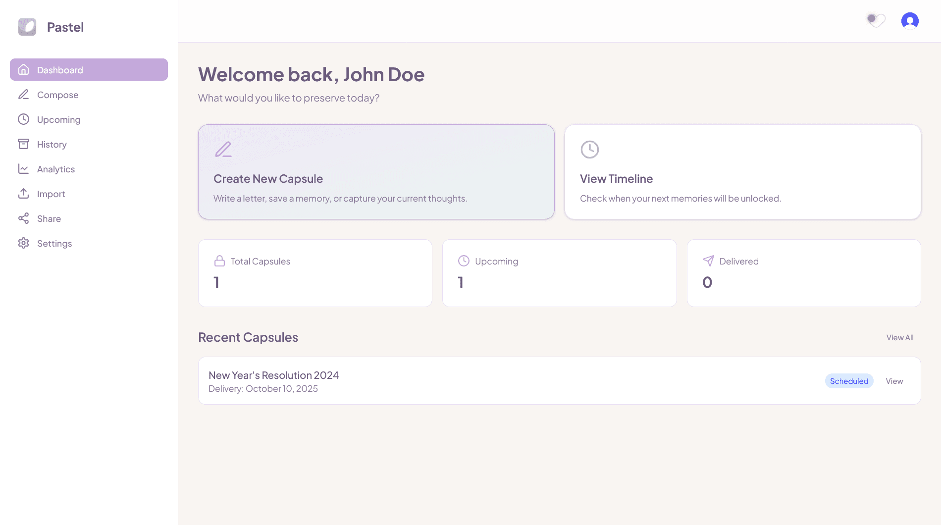 Pastel app interface mockup